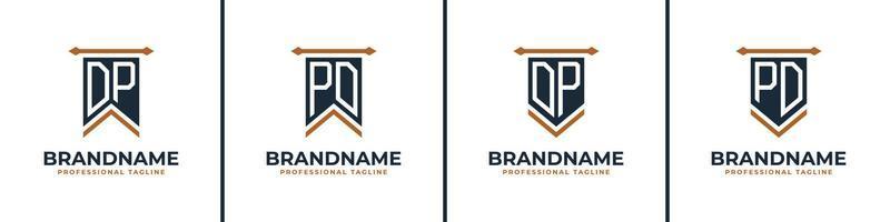 Letter DP and PD Pennant Flag Logo Set, Represent Victory. Suitable for any business with DP or PD initials. vector
