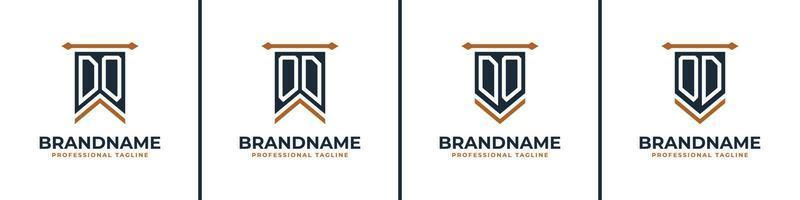 Letter DO and OD Pennant Flag Logo Set, Represent Victory. Suitable for any business with DO or OD initials. vector