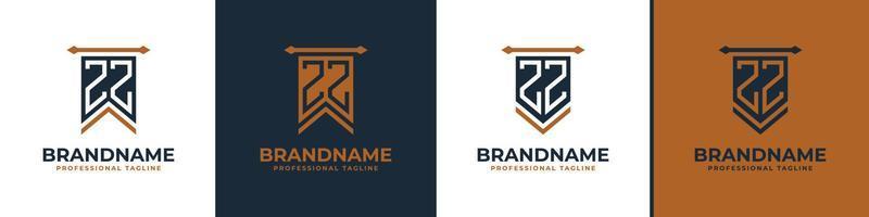 Letter ZZ Pennant Flag Logo Set, Represent Victory. Suitable for any business with Z or ZZ initials. vector