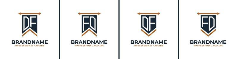 Letter DF and FD Pennant Flag Logo Set, Represent Victory. Suitable for any business with DF or FD initials. vector
