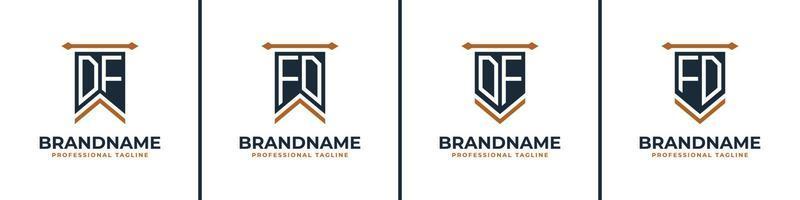 Letter DF and FD Pennant Flag Logo Set, Represent Victory. Suitable for any business with DF or FD initials. vector