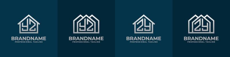 Letter YZ and ZY Home Logo Set. Suitable for any business related to house, real estate, construction, interior with YZ or ZY initials. vector