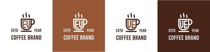 letra ev y ve café logo, adecuado para ninguna negocio relacionado a café, té, o otro con ev o ve iniciales. vector