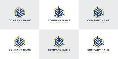 Letter RBE, REB, BRE, BER, ERB, EBR Hexagonal Technology Logo Set. Suitable for any business. vector