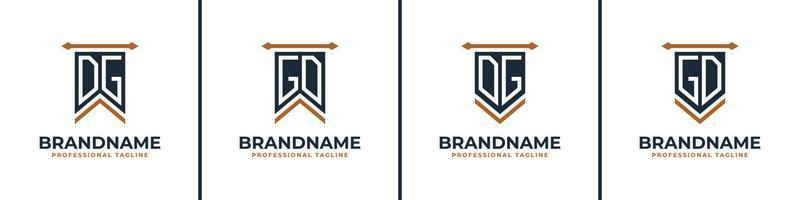 Letter DG and GD Pennant Flag Logo Set, Represent Victory. Suitable for any business with DG or GD initials. vector
