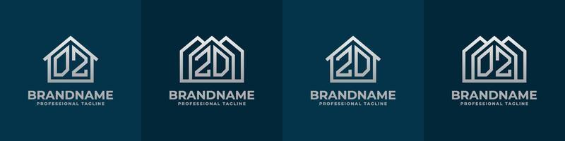 Letter DZ and ZD Home Logo Set. Suitable for any business related to house, real estate, construction, interior with DZ or ZD initials. vector