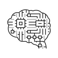 tecnología cerebro línea icono vector ilustración