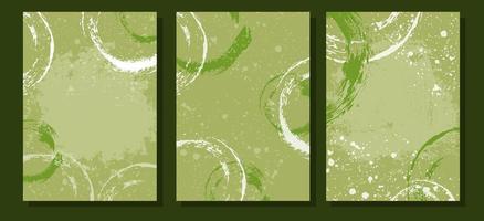 Set of green watercolor backgrounds for poster, brochure or flyer.  Vector grunge textures