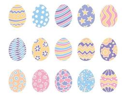 Set of hand drawn multi colored easter eggs vector