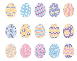 conjunto de huevos de pascua multicolores dibujados a mano vector