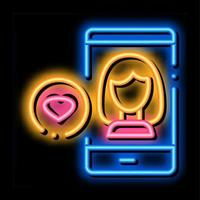 Like Female Avatar neon glow icon illustration vector