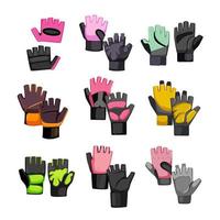 fitness gloves set cartoon vector illustration