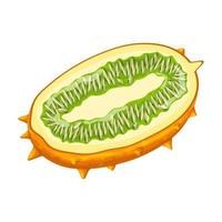 kiwano Fruta rebanada amarillo dibujos animados vector ilustración