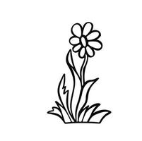 dibujos animados contorno planta flor manzanilla vector