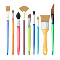 artist paint brush set cartoon vector illustration