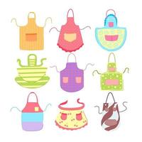 apron kitchen set cartoon vector illustration