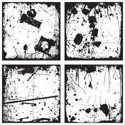 Set of Black and White Distressed Textures. Grunge Backgrounds and Overlays. Vector EPS 10.