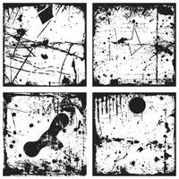 Set of Black and White Distressed Textures. Grunge Backgrounds and Overlays. Vector EPS 10.