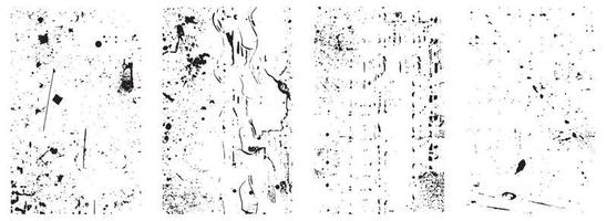 Set of Black and White Distressed Textures. Vector EPS 10.