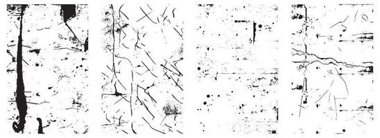 Set of Black and White Distressed Textures. Vector EPS 10.