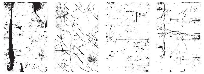Set of Black and White Distressed Textures. Vector EPS 10.
