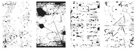 Set of Grunge Distress Vector Textures - Black and White Backgrounds with Splatter, Scratch and Stain Effects. EPS 10.