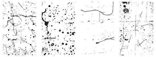 Set of Grunge Distress Vector Textures - Black and White Backgrounds with Splatter, Scratch and Stain Effects. EPS 10.