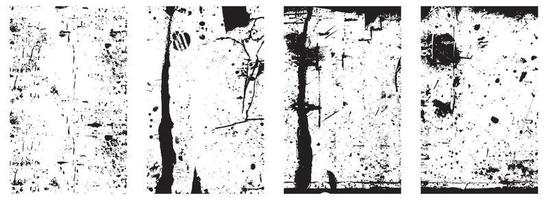 Set of Black and White Distressed Textures. Vector EPS 10.