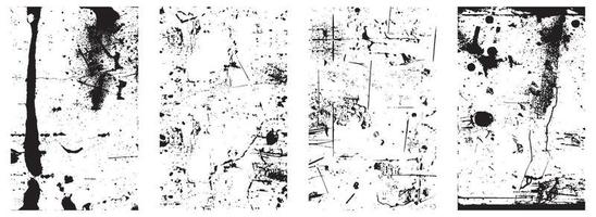 Set of Grunge Distress Vector Textures - Black and White Backgrounds with Splatter, Scratch and Stain Effects. EPS 10.