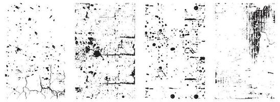 Set of Black and White Distressed Textures. Vector EPS 10.