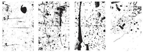 Set of Black and White Distressed Textures. Vector EPS 10.