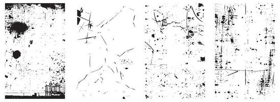 Set of Grunge Distress Vector Textures. Black and White Backgrounds with Splatter, Scratch and Stain Effects. EPS 10.