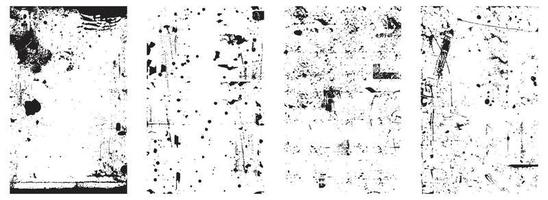 Set of Black and White Distressed Textures. Vector EPS 10.