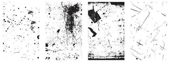 Set of Black and White Distressed Textures. Vector EPS 10.