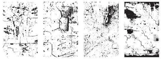 Set of Grunge Distress Vector Textures. Black and White Backgrounds with Splatter, Scratch and Stain Effects. EPS 10.