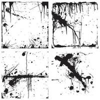 Set of Black and White Distressed Textures. Vector EPS 10