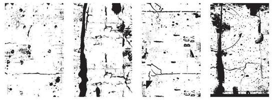 Set of Black and White Distressed Textures. Vector EPS 10.