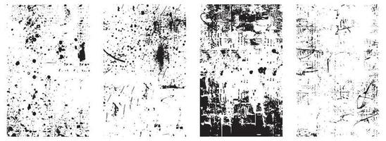 Set of Black and White Grunge Vector Backgrounds with Splatter and Scratch Effects. EPS 10