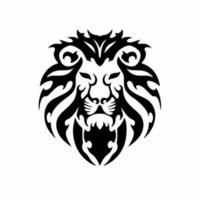 Tribal Lion Head Logo. Tattoo Design. Stencil Vector Illustration