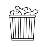 bucket chicken fried line icon vector illustration