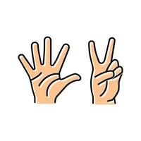 seven number hand gesture color icon vector illustration