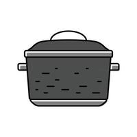 iron pot cooking color icon vector illustration