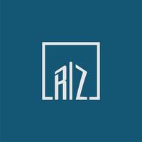 RZ initial monogram logo real estate in rectangle style design vector