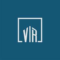 vr inicial monograma logo real inmuebles en rectángulo estilo diseño vector