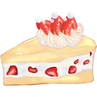rebanada de crema pastel con fresa mano dibujado png