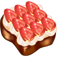 French toast with strawberry and whipping cream hand drawn png