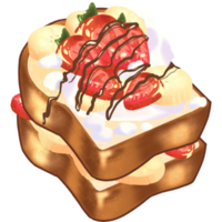 Bread with strawberry and banana slices hand drawn png