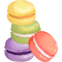 Colorful of french macaroons hand drawn png