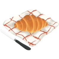 Croissant with cutlery illustration png