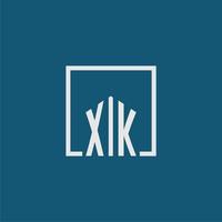 xk inicial monograma logo real inmuebles en rectángulo estilo diseño vector